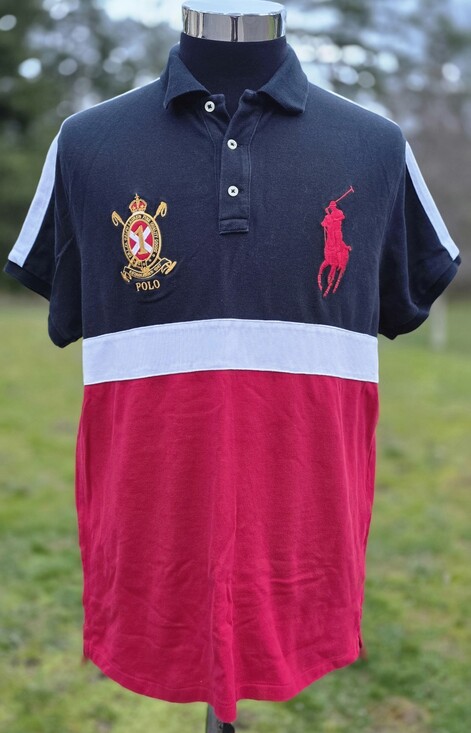 Vintage POLO Ralph Lauren Crest Big Logo Shirt Mens Large Rare Non Vintage Y2k - Picture 2 of 9